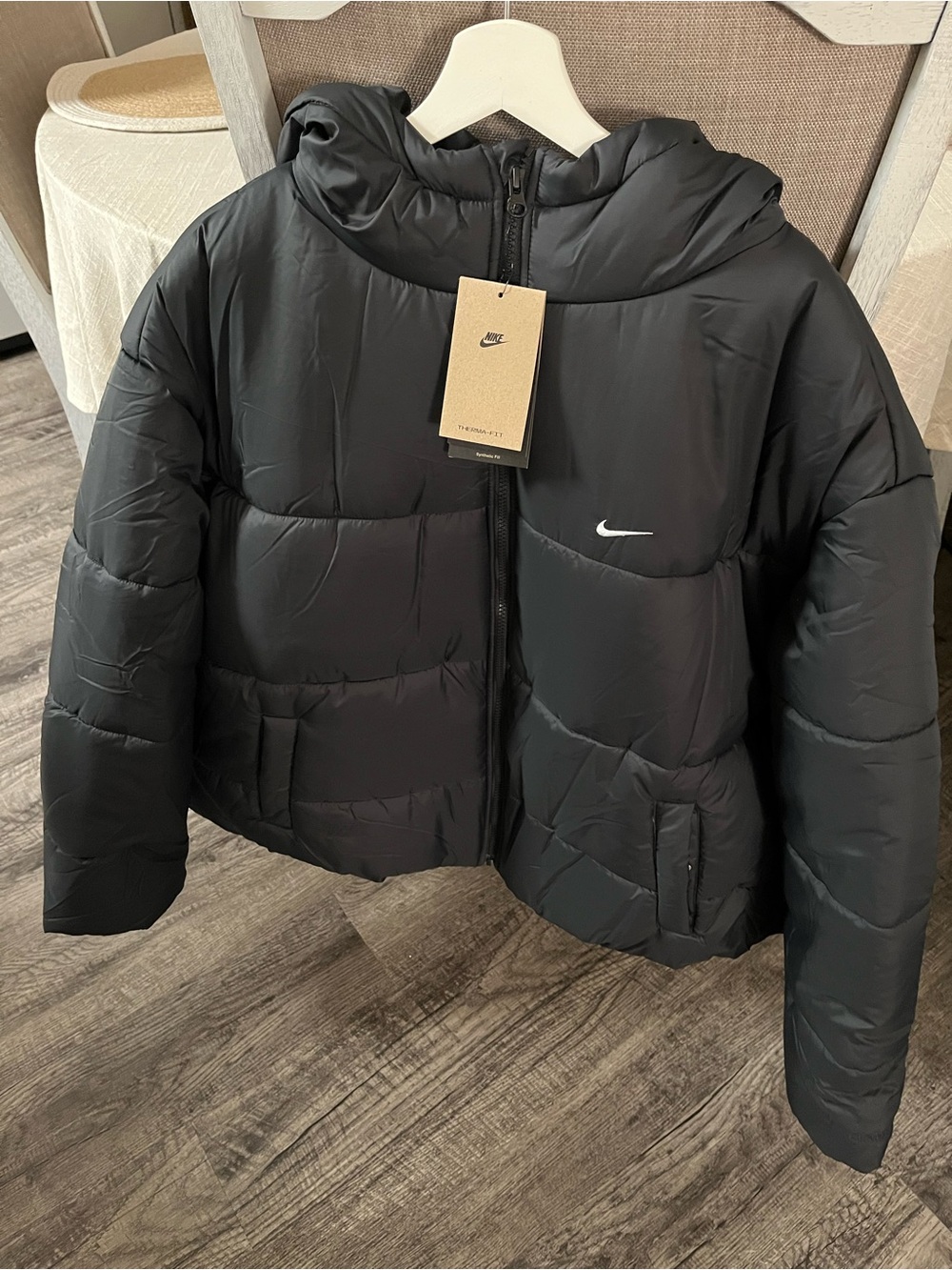 Nike Black Hooded Quilted Puffer Jacket